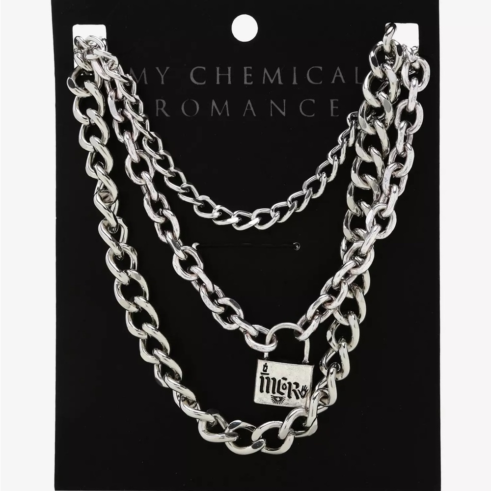 My Chemical Romance Padlock Chain Necklace Set Hot‎ Topic